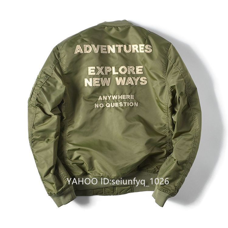 2017新品★ZARA MAN メンズ豪華刺繍ボア付 フライトジャケット★高品質中綿/軍緑7123 S