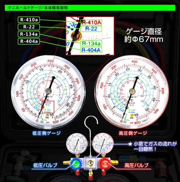 即納!! エアコンガスチャージ 4点set 真空ポンプ マニホールドゲージ フレアリングツール チューブベンダー R134a R22 R410A R404A