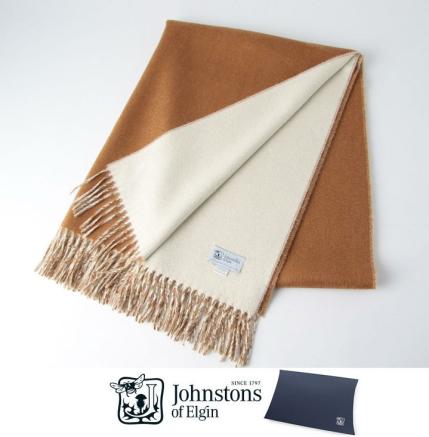 ジョンストンズ 2017AW！カシミア大判リバーシブル ストール☆キャメル☆新品タグ付き☆ギフトケース有り☆