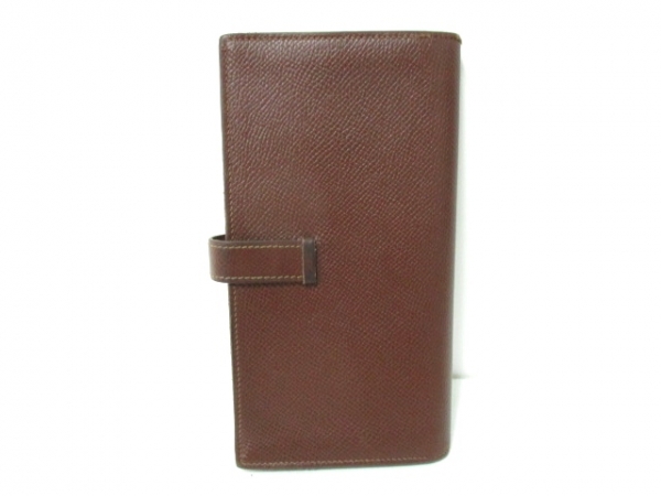 エルメス HERMES 財布 長財布 ヴォーエプソン ダークブラウン シルバー金具/新型 ベアン □P