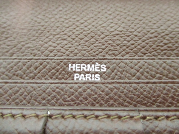 エルメス HERMES 財布 長財布 ヴォーエプソン ダークブラウン シルバー金具/新型 ベアン □P