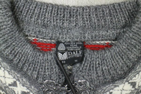 【古着アーガイル柄ノルディックセーター灰色M】NORWAY PURE WOOL