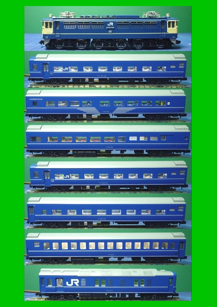 TOMIX 92771　JR24系25形特急寝台の富士風内装加工改造品 + EF65付　（LED室内灯装備）