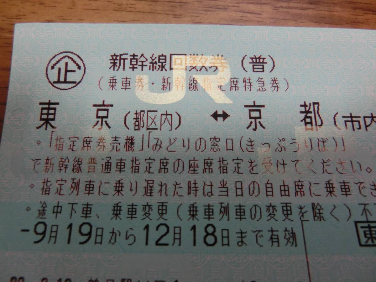 東京⇔京都☆新幹線回数券 乗車券・新幹線指定席特急券 東京 ⇔