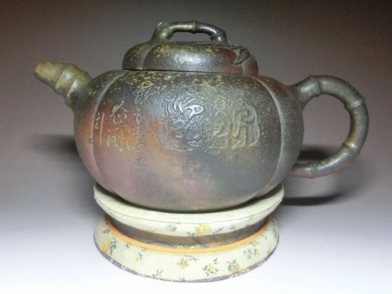 急須 朱泥 煎茶道具 唐物 在銘 紫砂 中国古玩 紫泥 茶道具 刻