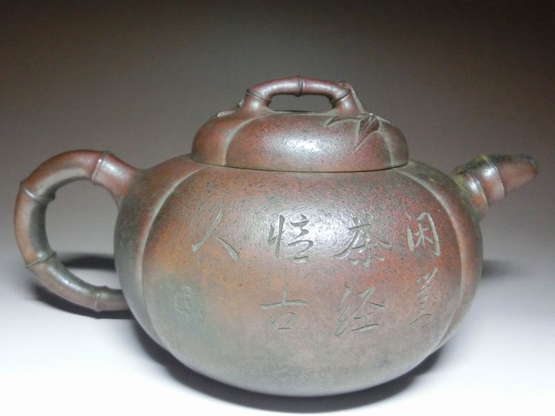 急須 朱泥 煎茶道具 唐物 在銘 紫砂 中国古玩 紫泥 茶道具 刻