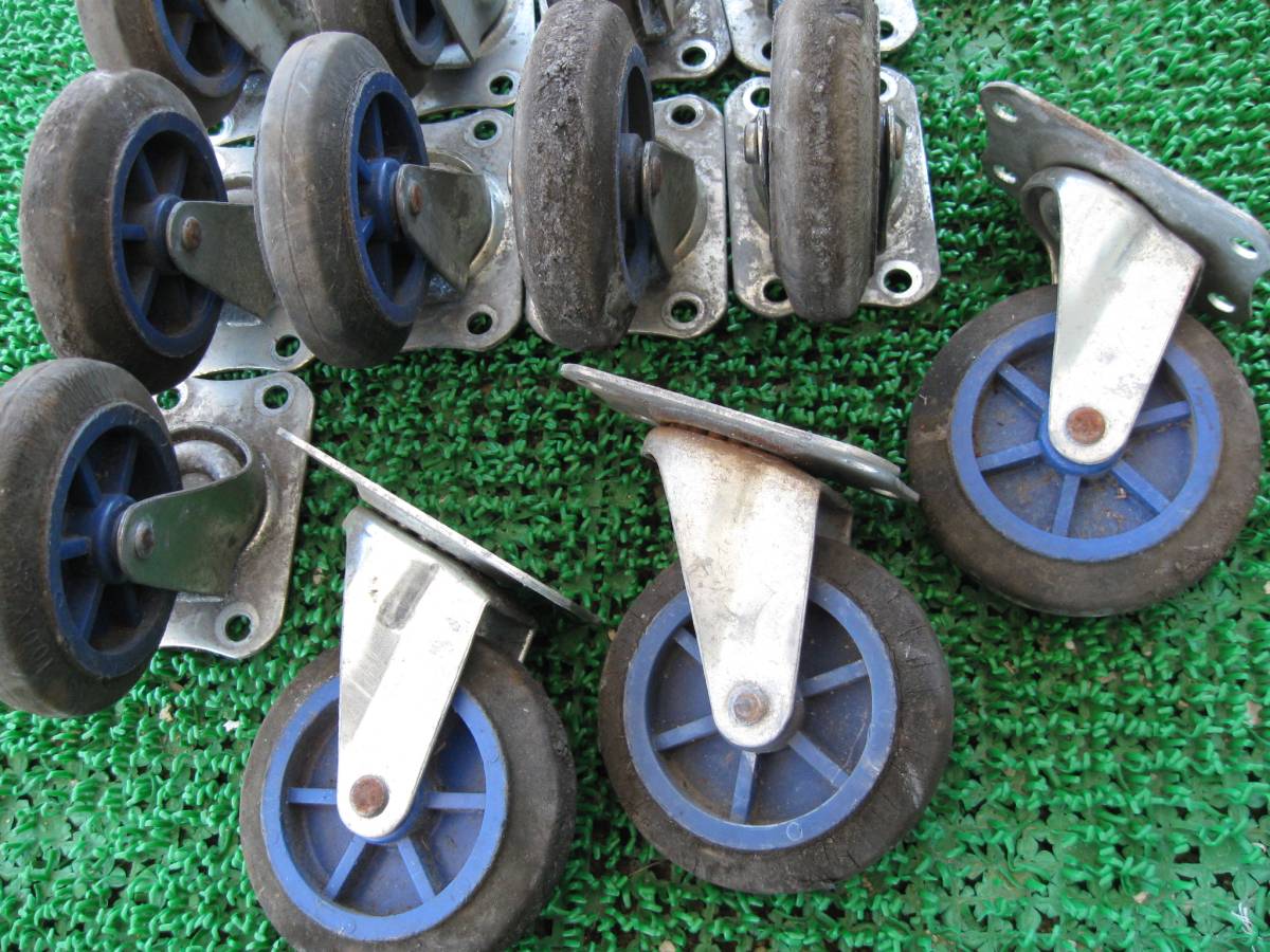 難有り！サビ有、中古！キャスター車輪　１２個セット　台車用タイヤ車自在（G）.