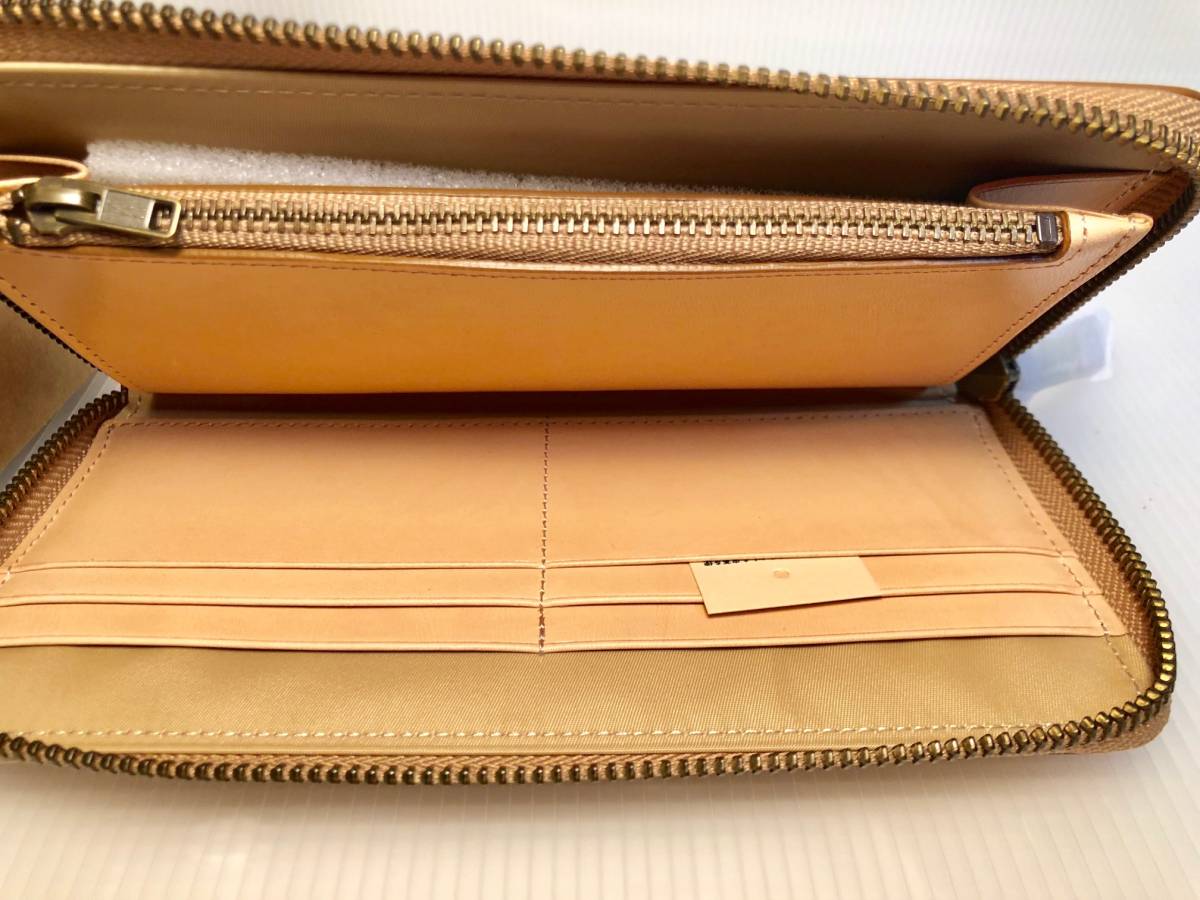 ☆新品☆無印良品 イタリア産ヌメ革ラウンドファスナー長財布 生成