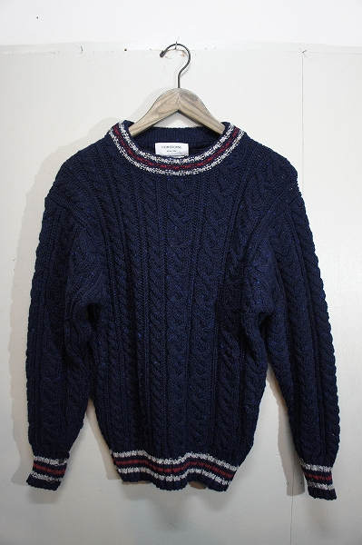 新品正規16AW THOM BROWNEトムブラウン ケーブル クルーネック アラン ニット セーター ドニゴール 紺2 本物513Ｈ