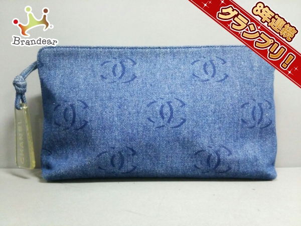 シャネル CHANEL ポーチ デニム ブルー×ネイビー ココマーク - 美品