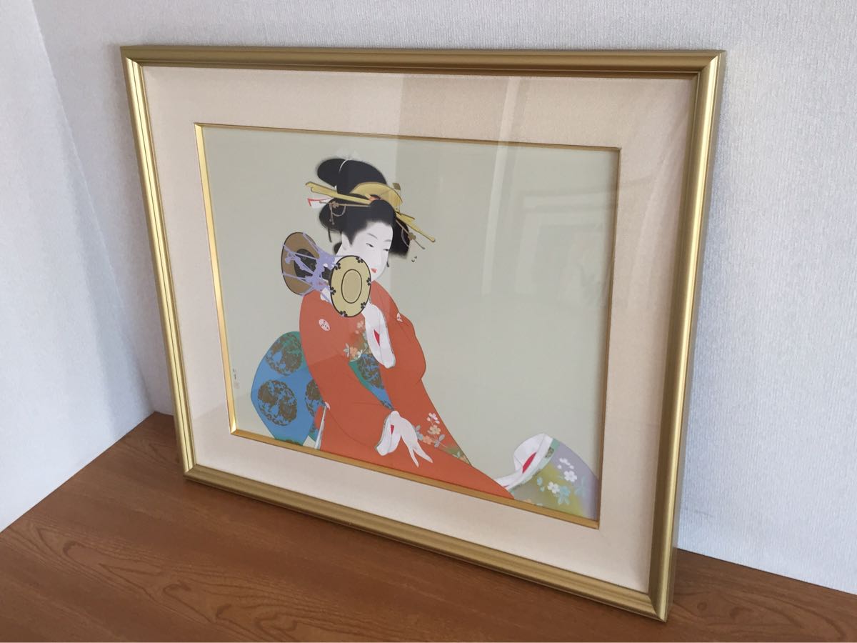 美術品・アンティーク・コレクション 上村松園「鼓の音」シルク