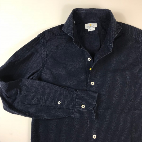 得価，送料無料 giannetto ジャンネット セルジオシアサッカーシャツ 37 NAVY(Sサイズ)｜売買されたオークション情報、yahooの商品情報をアーカイブ公開 - オークファン 男性用