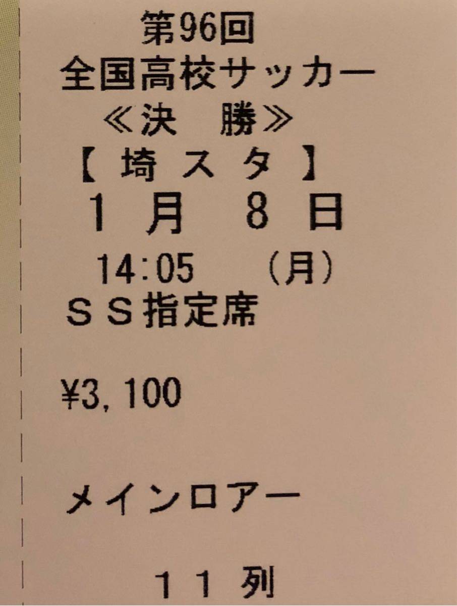 高校サッカー決勝1/8 SS席 メインロアー中央11列