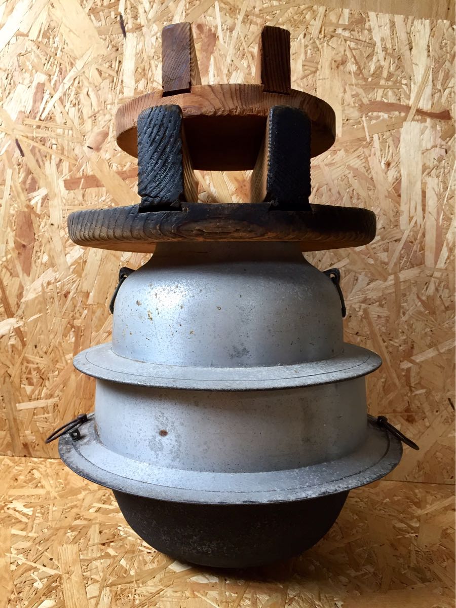 E-1 アンティーク茶道具 羽釜 茶釜 鉄釜 時代物 趣 古い茶釜（羽釜