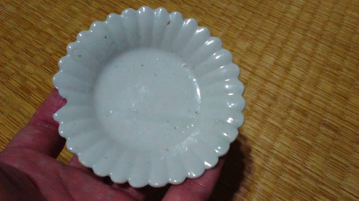 初期伊万里（伝世品） / 菊型 白磁 豆皿（径9.5cm） 初期伊万里 白磁