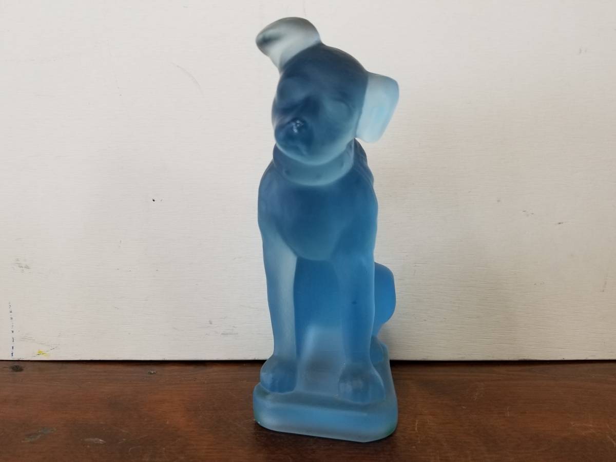 □ レア！珍品 当時物 【ガラス製 ビクター犬 ブルー ニッパー君