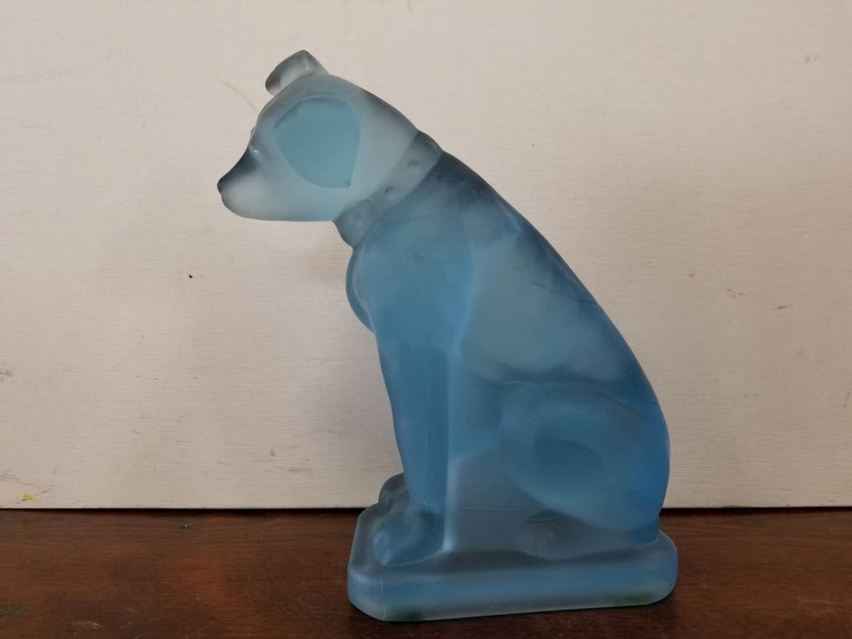 □ レア！珍品 当時物 【ガラス製 ビクター犬 ブルー ニッパー君