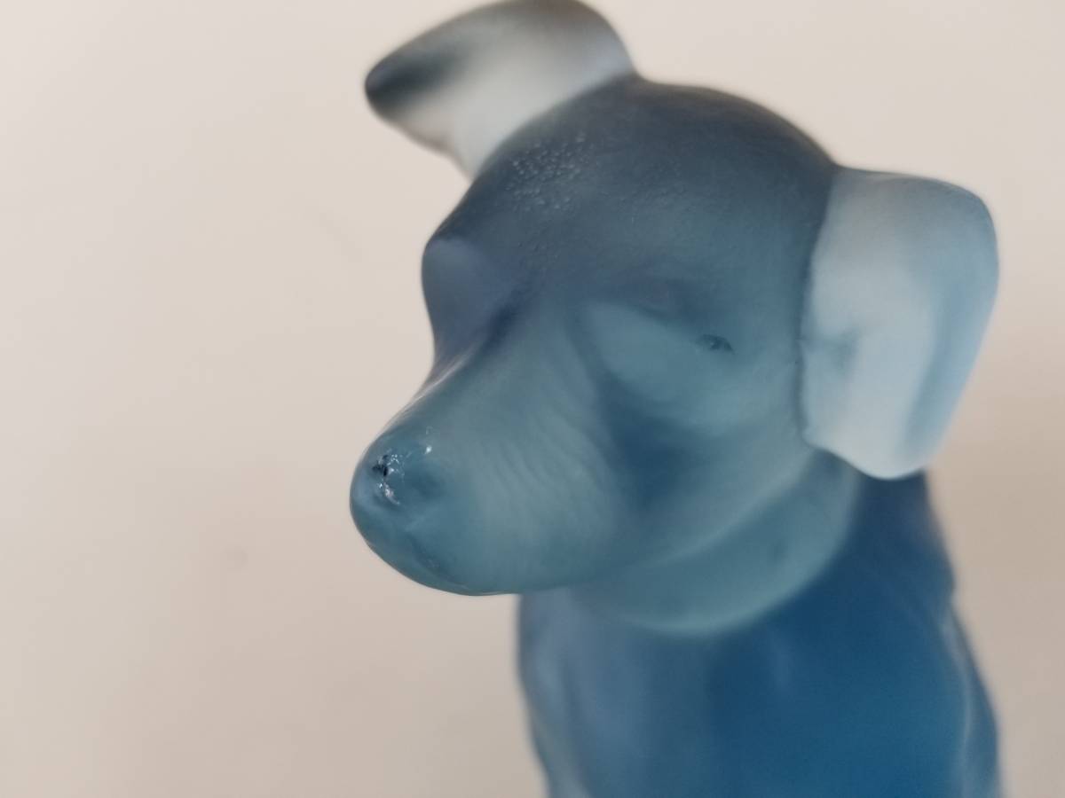 □ レア！珍品 当時物 【ガラス製 ビクター犬 ブルー ニッパー君