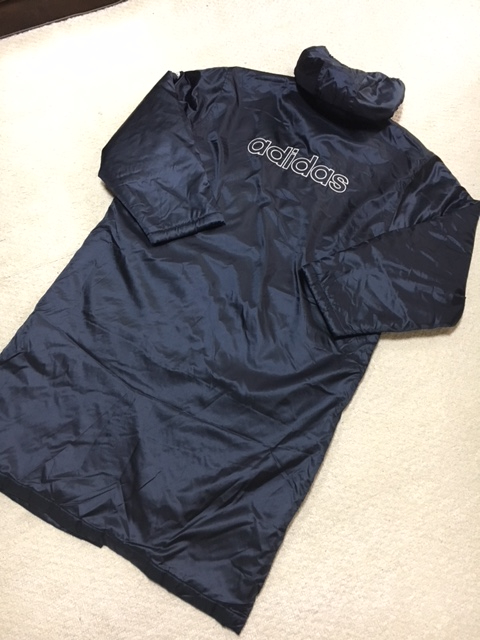 中古・美品松本山雅 adidas ネイビー ベンチコート Lサイズ - adidas