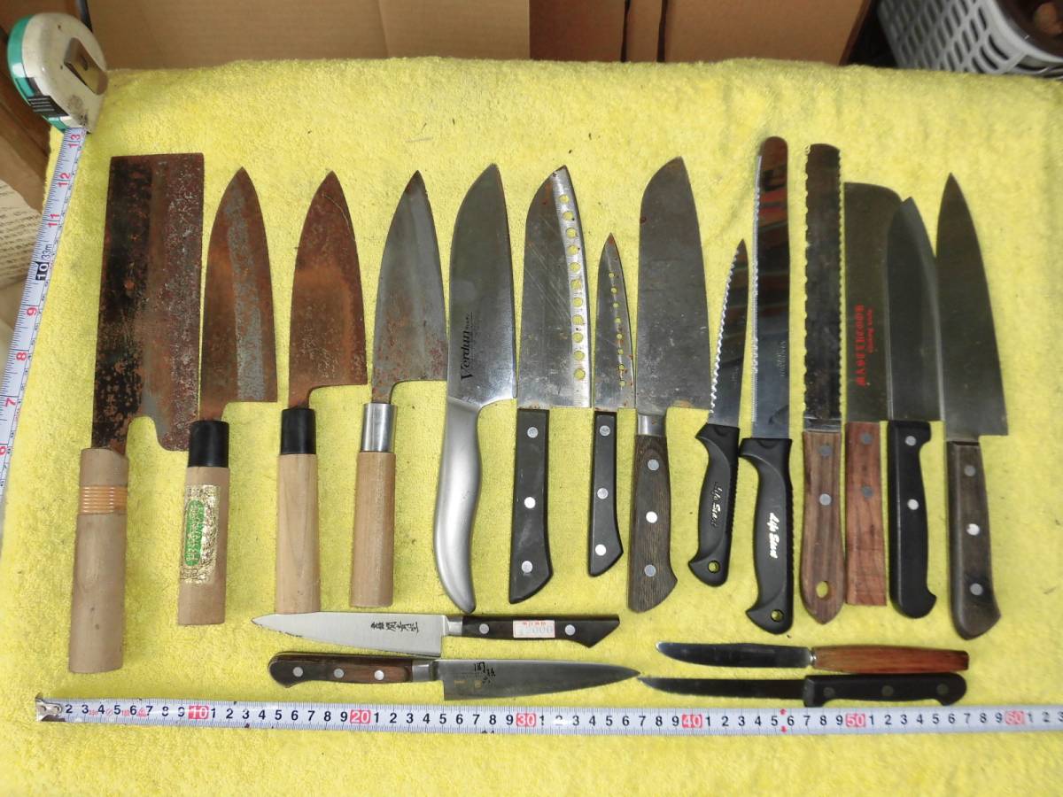 18本セット中古☆出刃洋包丁刺身菜切り麺切り 関孫六関青空 周富輝 