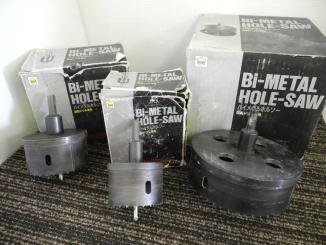 ＃3点セット!!　バイメタルホルソー回転ドリル専用　排水マス用ホルソー　65/81/130＃