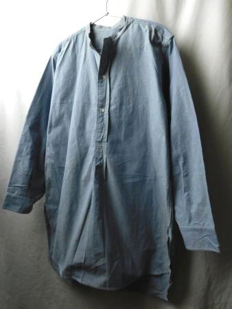10s20s30s ビンテージ フランス シャンブレー デニム シャツ カラーレス ワーク ドレス