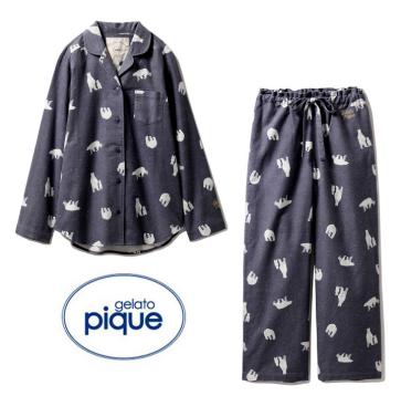 【新作入荷，低価】 ジェラートピケ シロクマネルシャツ ＆ロングパンツ上下セット/ネイビー(ジェラートピケ)｜売買されたオークション情報、yahooの商品情報をアーカイブ公開 - オークファン ジェラートピケ