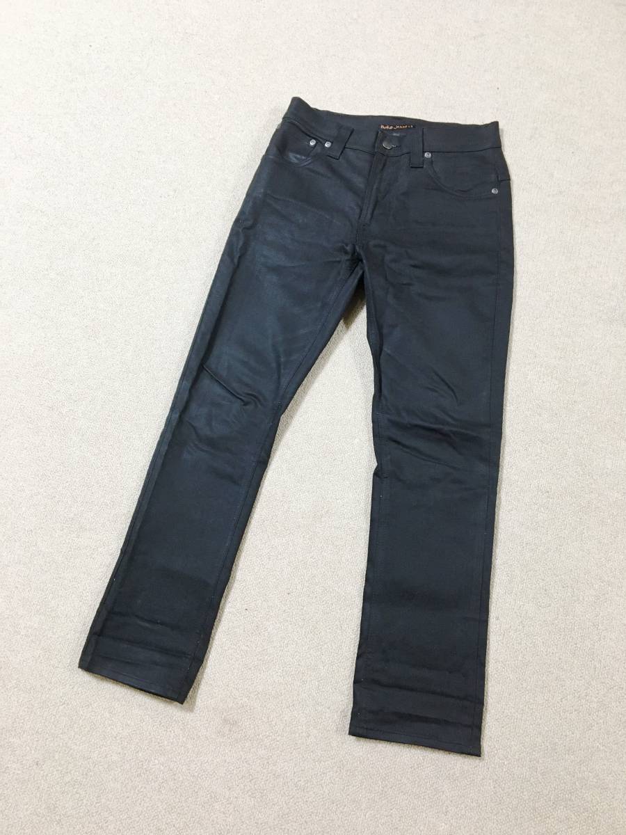 良品】Nudie Jeans ヌーディージーンズ☆Thin Finn コーティング黒 