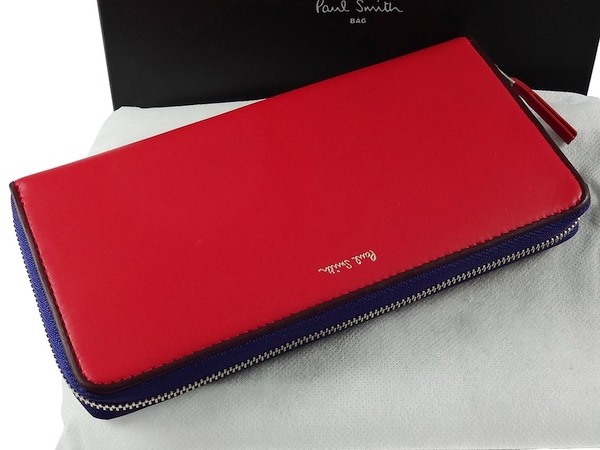 新品】ポールスミス 長財布 赤 コントラストバインディング 新ポール