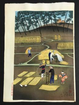 人気SALE，新品 大野麦風 木版画 脱穀風景(木版画)｜売買されたオークション情報、yahooの商品情報をアーカイブ公開 - オークファン 木版画