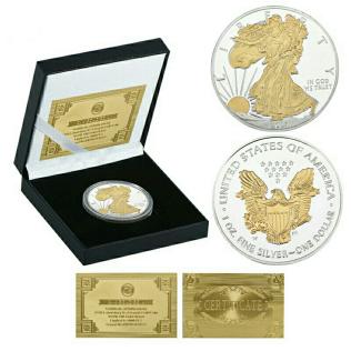 1ドル銀貨 ウォーキングリバティ 2017年 アンティークコイン メダル 24K 24金 GOLD 純金 貨幣 硬貨 古銭 地金 証明書・ケース付 レプリカ