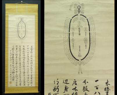 模写】緑屋*泉□掛軸 橋本凝胤『数珠校量功徳経図』仏画 曼荼羅 薬師寺