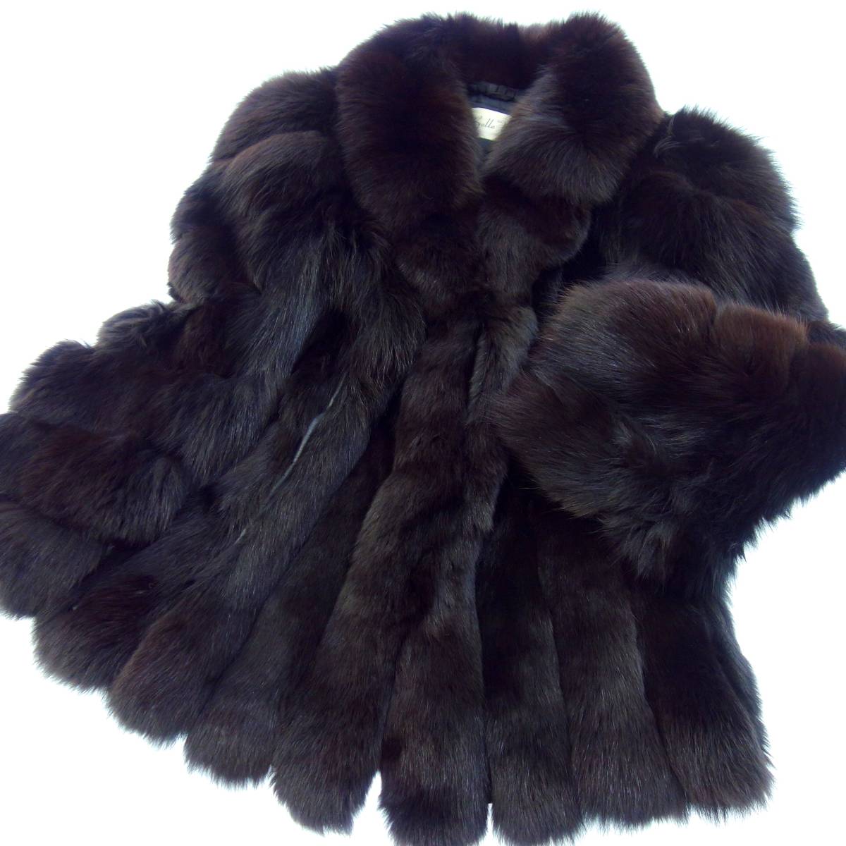 美品○LABELDA/ラベルダ 高級 ボリューム フォックスファー襟 カシミヤ 