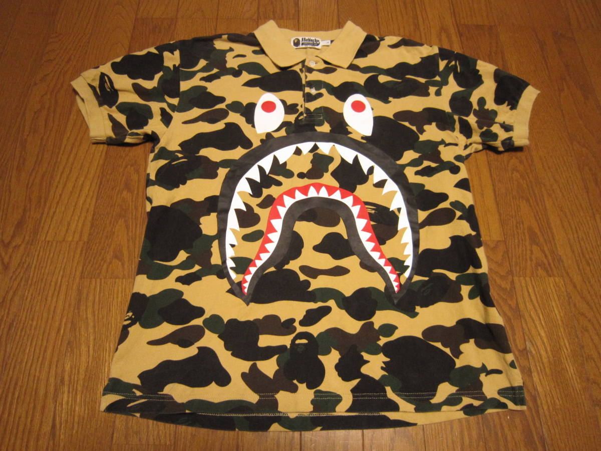 184-80/A BATHING APE/エイプ/迷彩/イエローカモ/シャーク/ポロシャツ