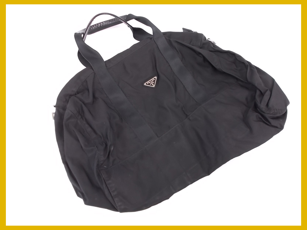 ▲□PRADA★プラダ♪黒のボストンバッグ★ USED♪ ブラック★ナイロン 鞄