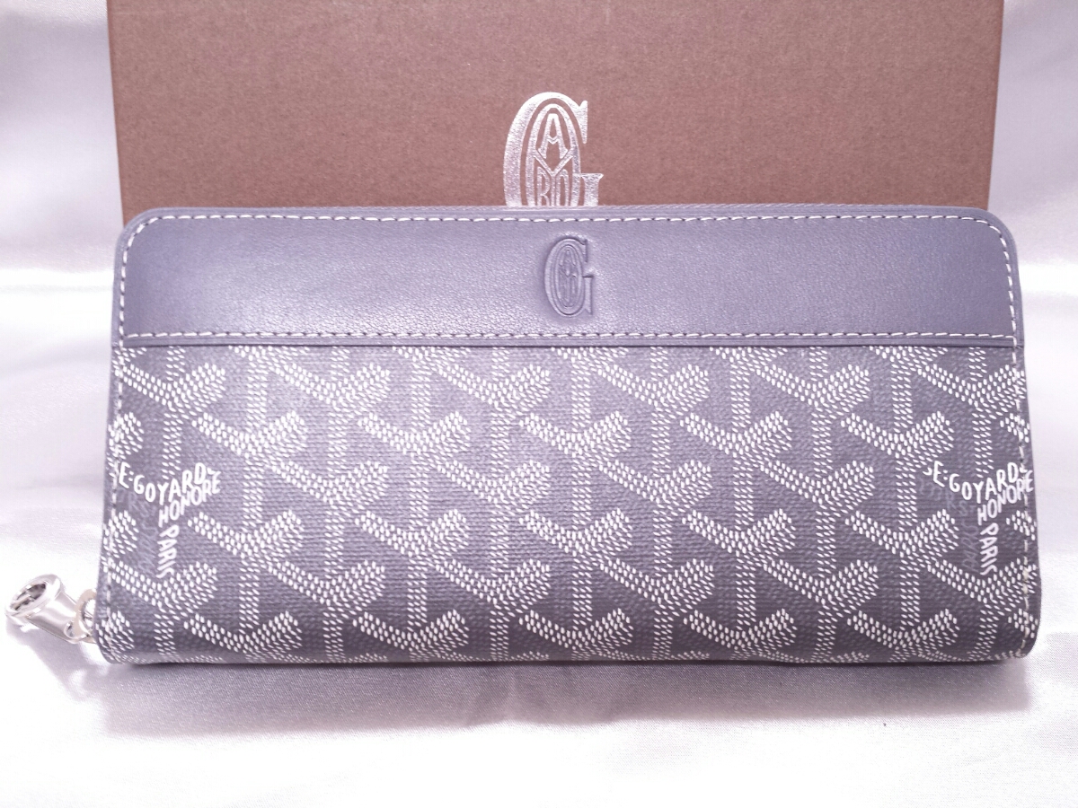 GOYARD ゴヤール ロングウォレット グレー×イエローカラー レザー 