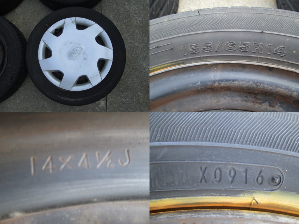 バリ山155/65R14スバル純正ステラR2プレオR1ルクラ他20 【公式通販】