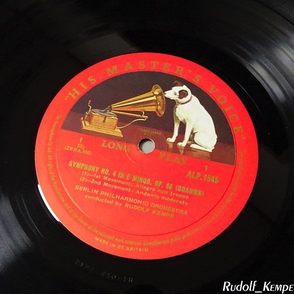 英HMV ALP1545 ブラームス「交響曲第4番」 ルドルフ・ケンペ - 交響曲