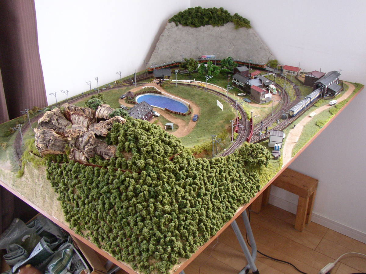Nゲージ ジオラマ 田舎風景 1，185mm×805mm 鉄道車両、クルマ、パワー