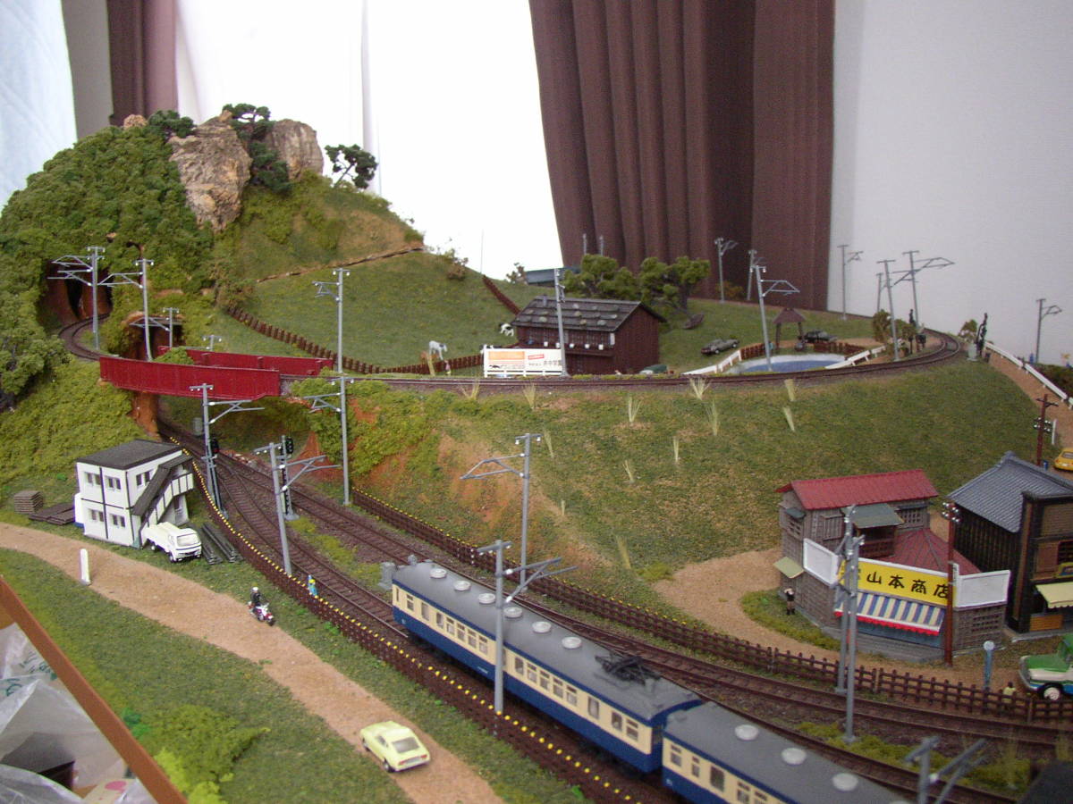 Nゲージ ジオラマ 田舎風景 1，185mm×805mm 鉄道車両、クルマ、パワー