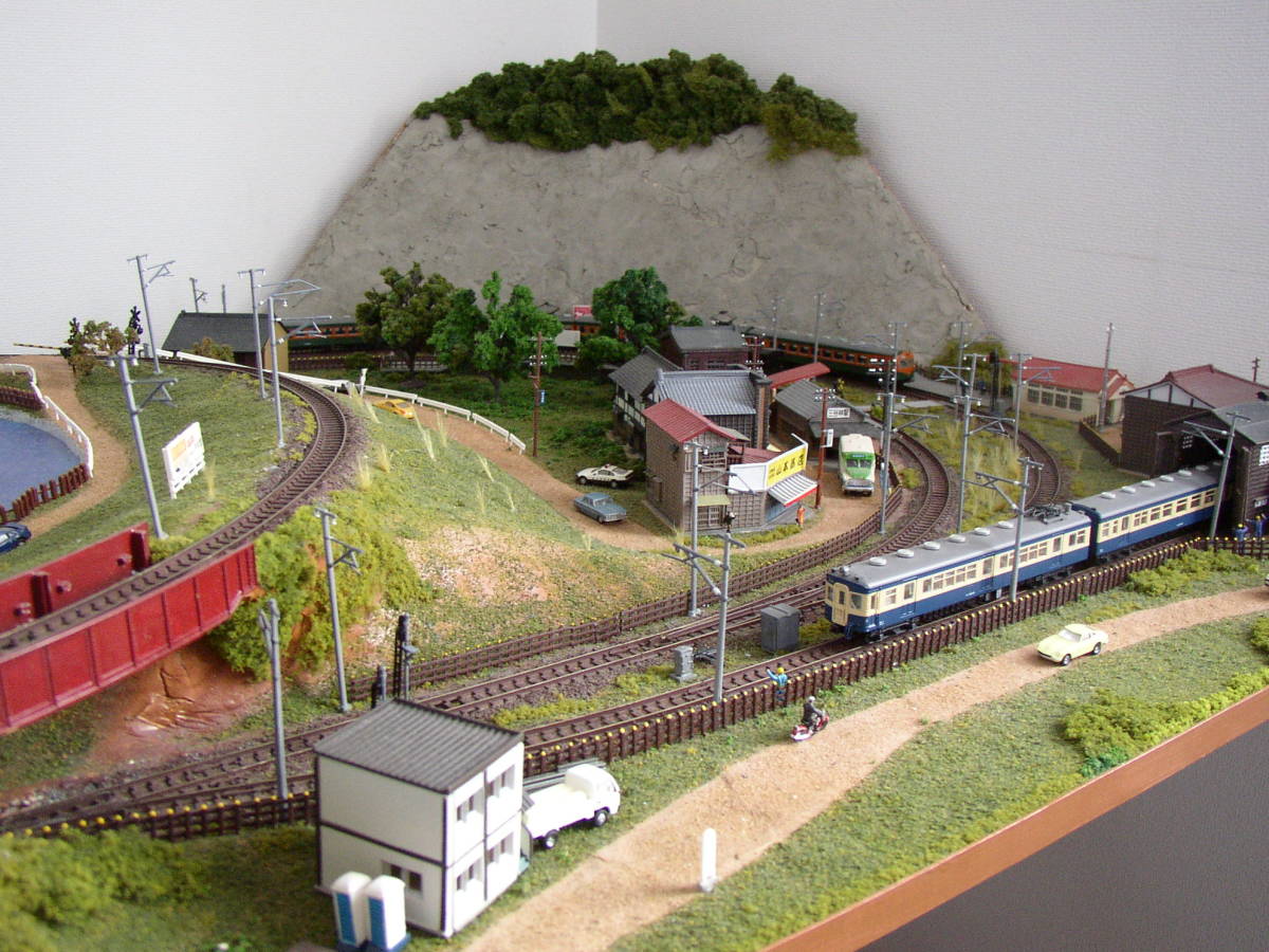 Nゲージ ジオラマ 田舎風景 1，185mm×805mm 鉄道車両、クルマ、パワー