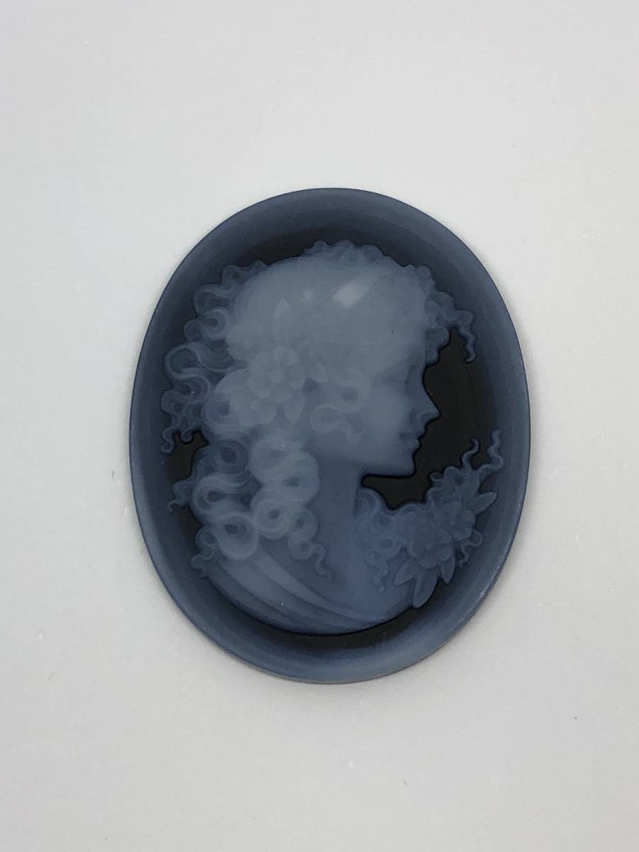 ☆ストーンカメオ ルース 女性横顔 約50mm【1029】 K18YGストーン