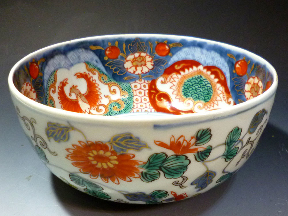 古伊万里 | 幕末〜明治 色絵鳳凰図八寸皿 直径約25cm 緻密