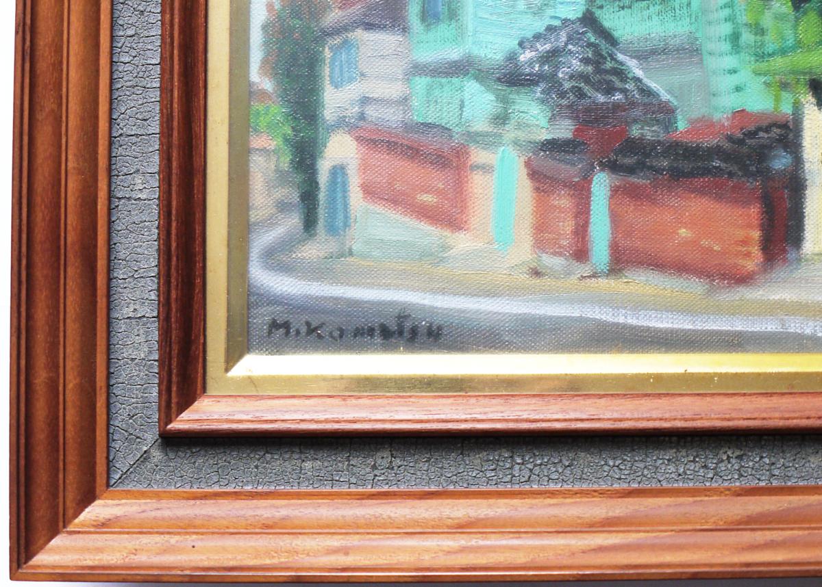 □小松益喜 油彩画 『北野町のみどりの家』サイン入り 額装 F3号