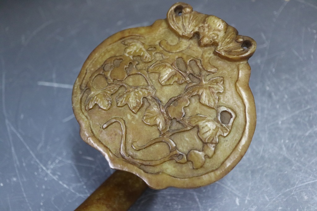 中国古玩 中国美術 碧玉白玉如意 翡翠 文化遺産オンライン 和田玉 彫刻 