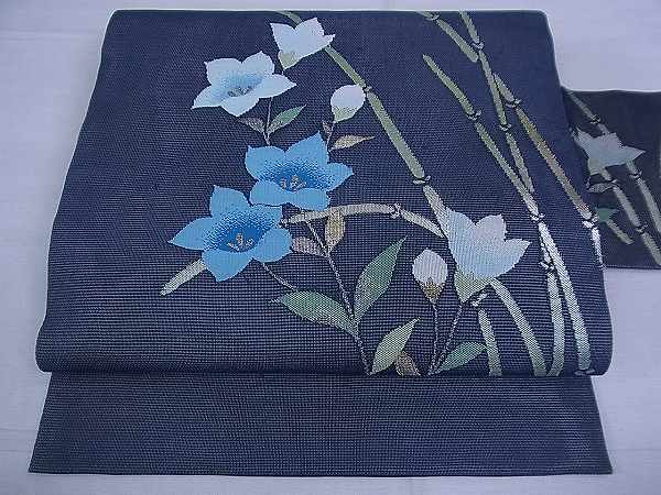 ヤフオク！ベストストア受賞店■平和屋着物■夏物　九寸名古屋帯　桔梗木賊文　金銀糸　逸品　ik432