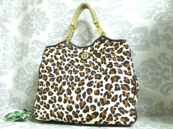 ○美品○TORY BURCH トリーバーチ○ナイロン レザー 革 ヒョウ 