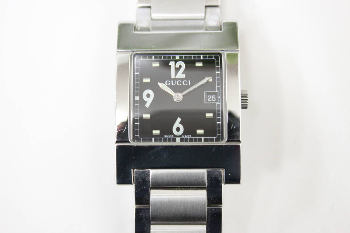 3105/グッチ 5500m メンズ 腕時計 黒文字盤 gucci クォーツ /高林店