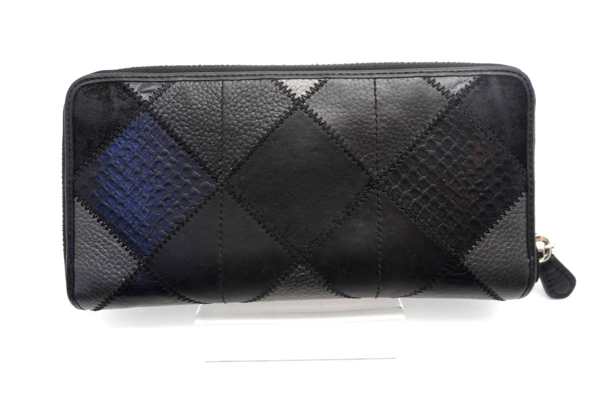 ☆COACH/コーチ ラウンドファスナー長財布 F55674 黒 パッチワーク 