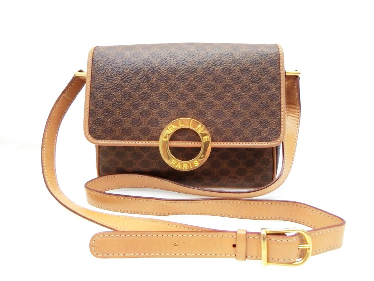 CELINE ◇Z1612 CELINE セリーヌ サークル ロゴ金具 マカダム 柄